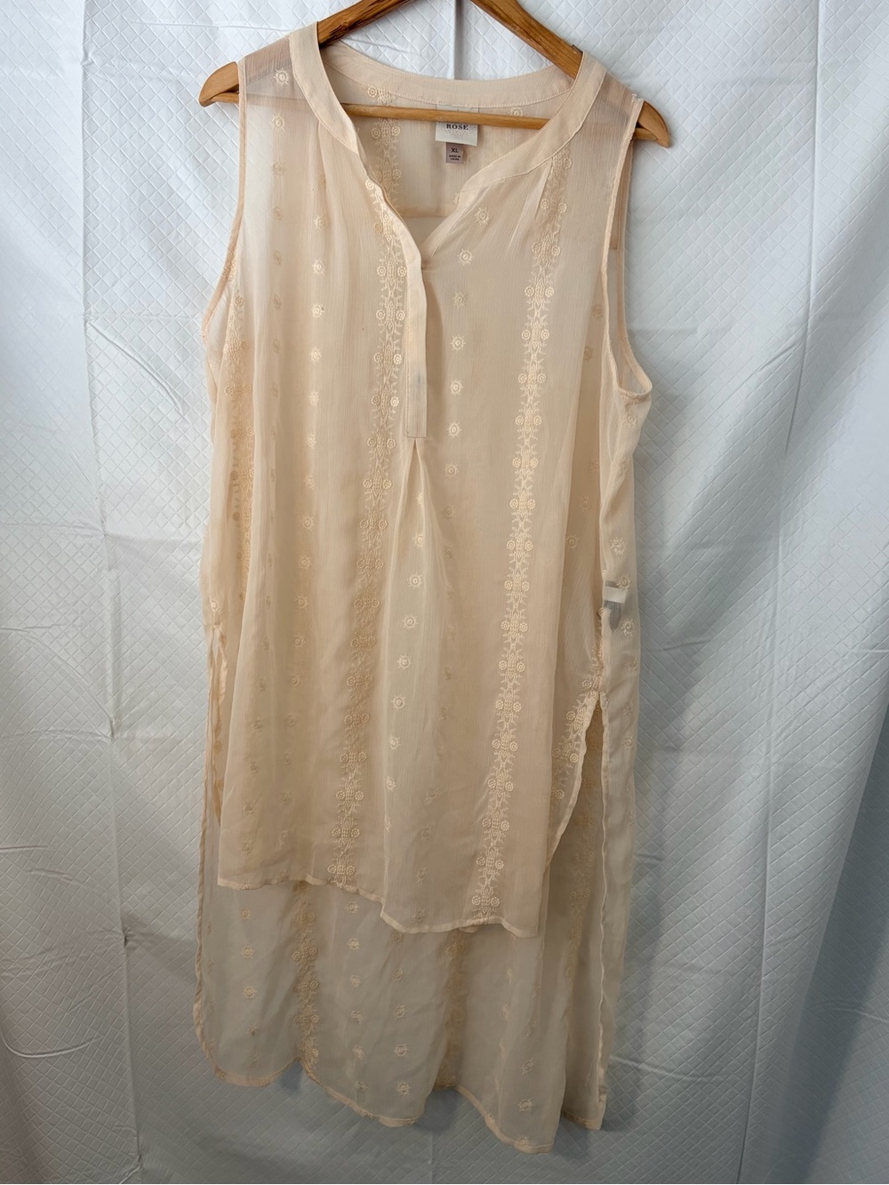 Knox Rose Sheer Embroidered Tunic in Soft Cream translucent dress